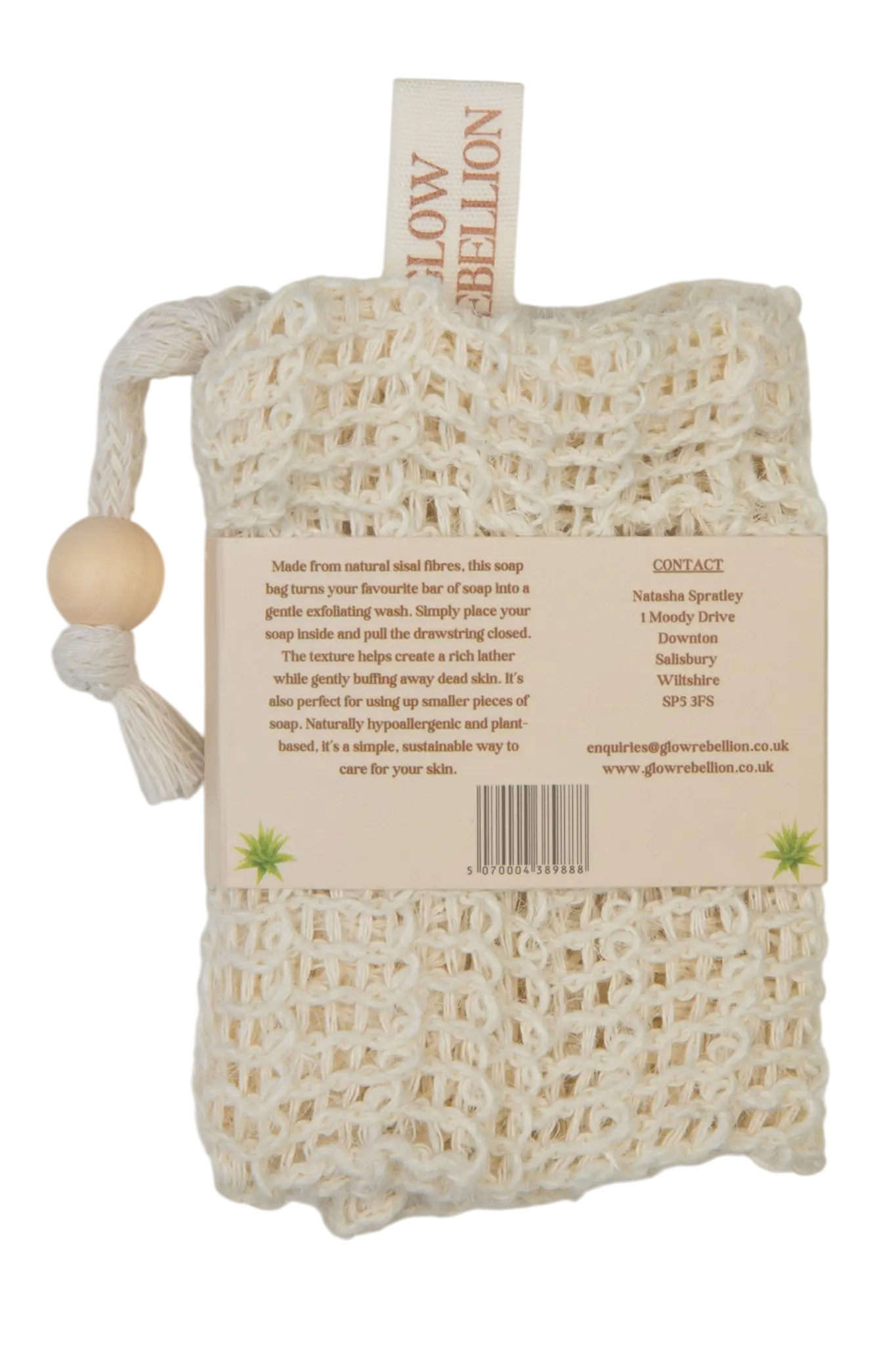 Biodegradable Sisal Soap Bag Glow Rebellion