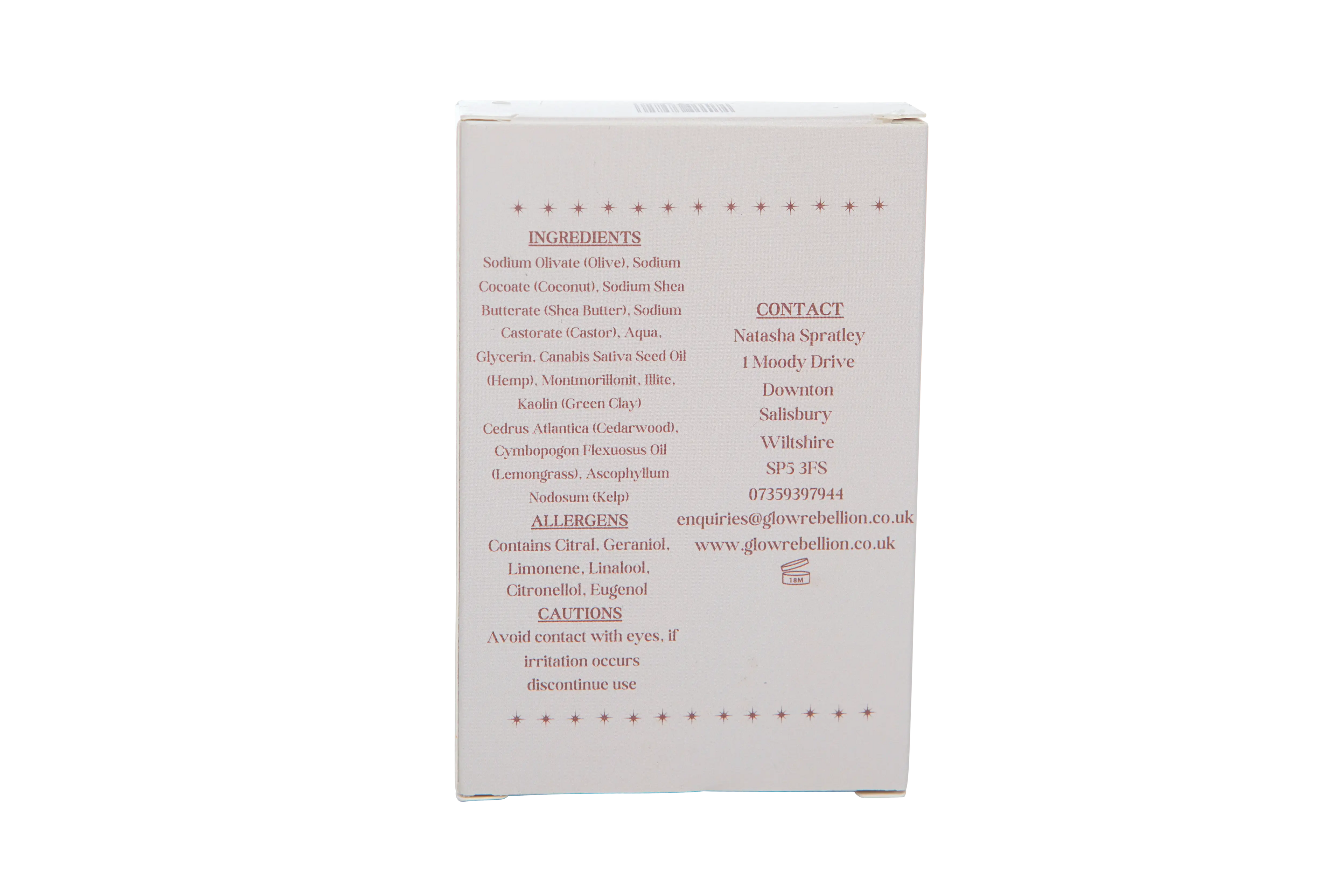 Cedarwood, Lemongrass, Hemp, Seaweed &amp; Green Clay Soap Bar Glow Rebellion