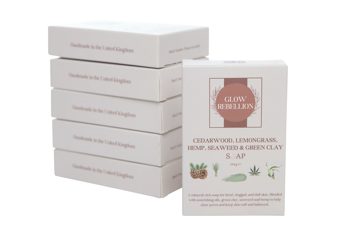 Cedarwood, Lemongrass, Hemp, Seaweed &amp; Green Clay Soap Bar Glow Rebellion