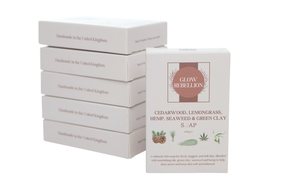 Cedarwood, Lemongrass, Hemp, Seaweed &amp; Green Clay Soap Bar Glow Rebellion