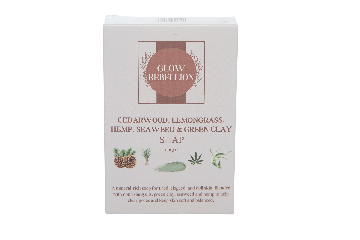 Cedarwood, Lemongrass, Hemp, Seaweed &amp; Green Clay Soap Bar Glow Rebellion