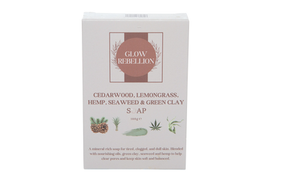 Cedarwood, Lemongrass, Hemp, Seaweed &amp; Green Clay Soap Bar Glow Rebellion