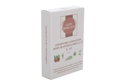 Cedarwood, Lemongrass, Hemp, Seaweed &amp; Green Clay Soap Bar Glow Rebellion